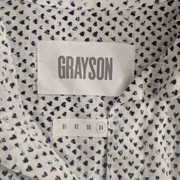 Grayson Linen Shirt Top Womens 4 Long Sleeve Button Up - Picture 4 of 9